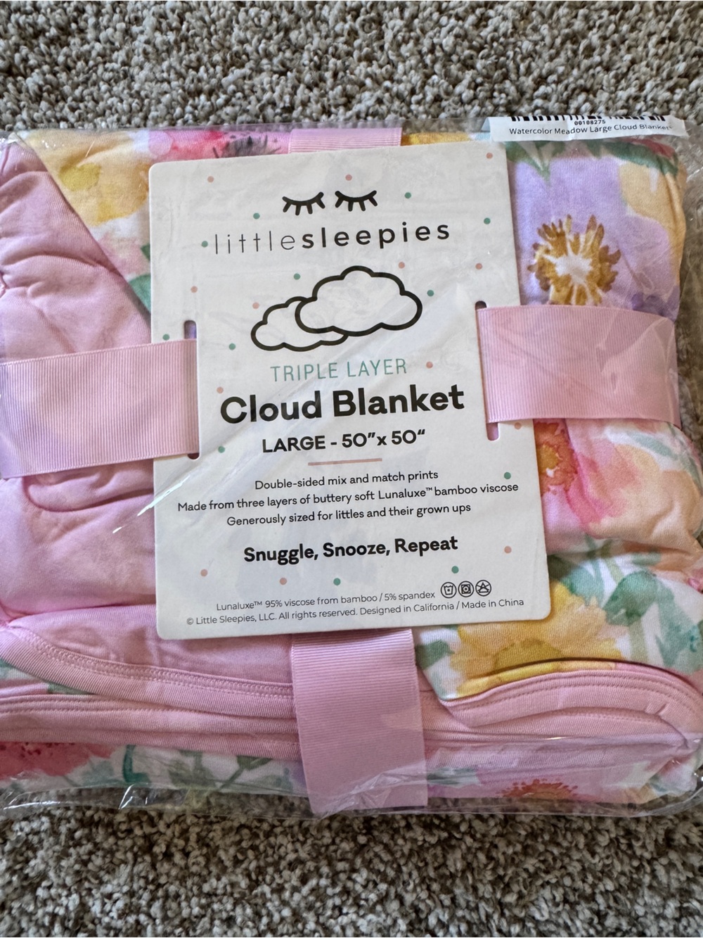 Little Sleepies Watercolor Meadow Cloud Blanket